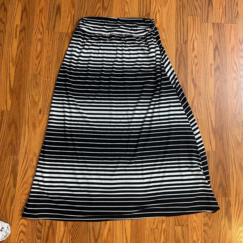 Black and White Striped Maxi Skirt